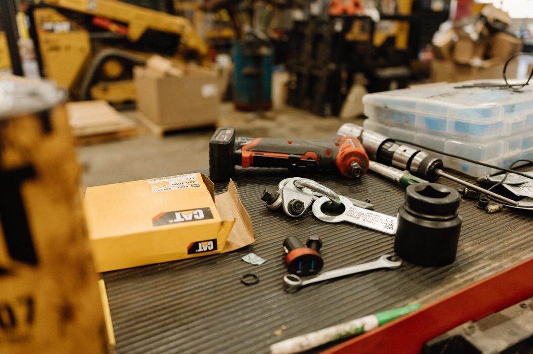 tools sitting on workbench