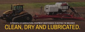 A principle of agricultural equipment maintenance is keeping the machines clean, dry and lubricated.