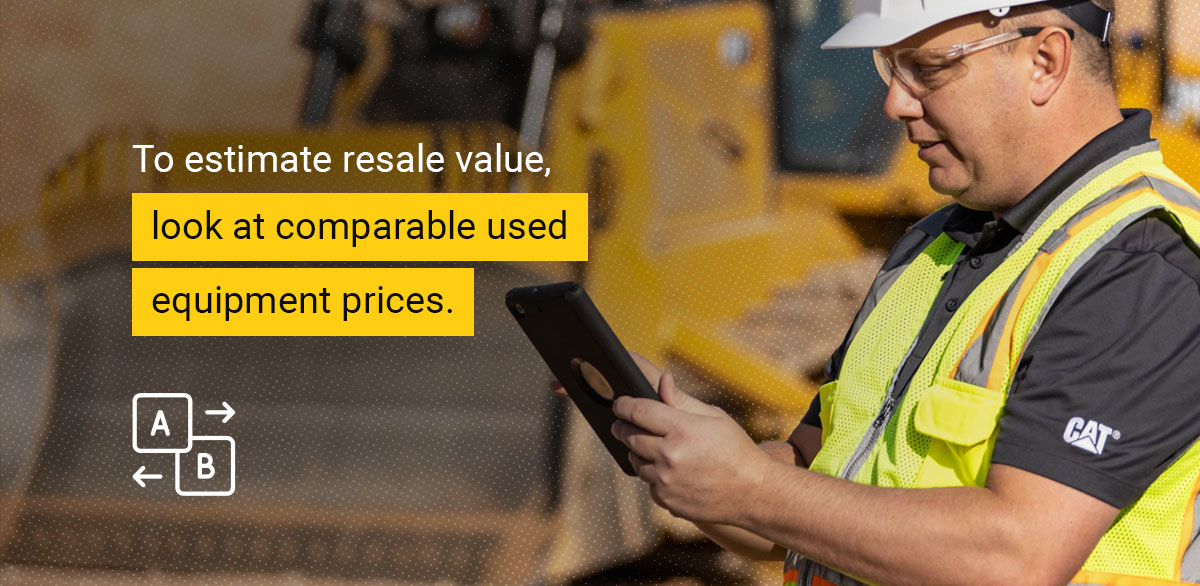 to estimate resale value, look at comparable used equipment prices